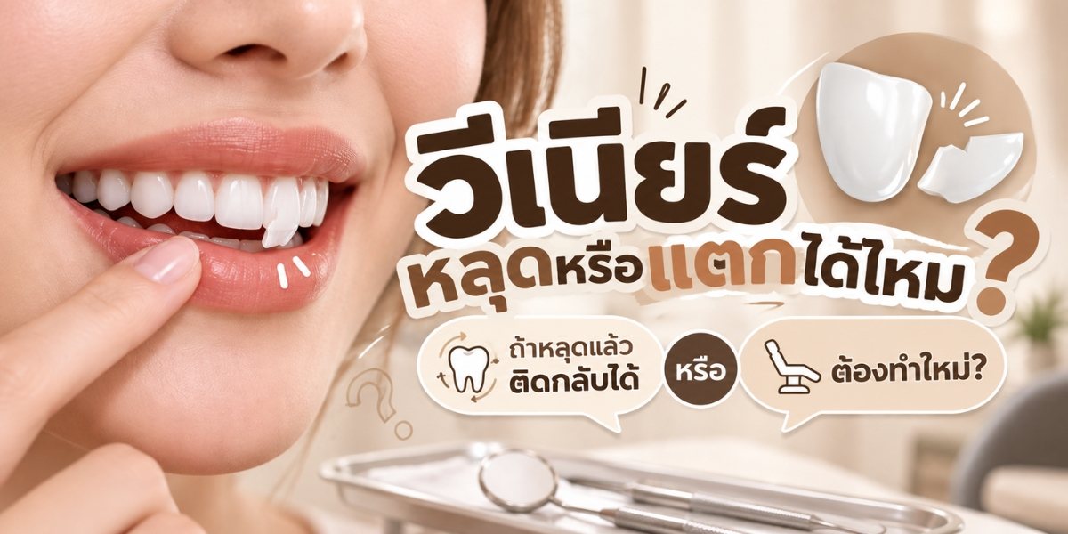 วีเนียร์หลุดหรือแตก Ceramic Veneer หลุดจากฟันและการประเมินว่าติดกลับได้หรือต้องทำใหม่