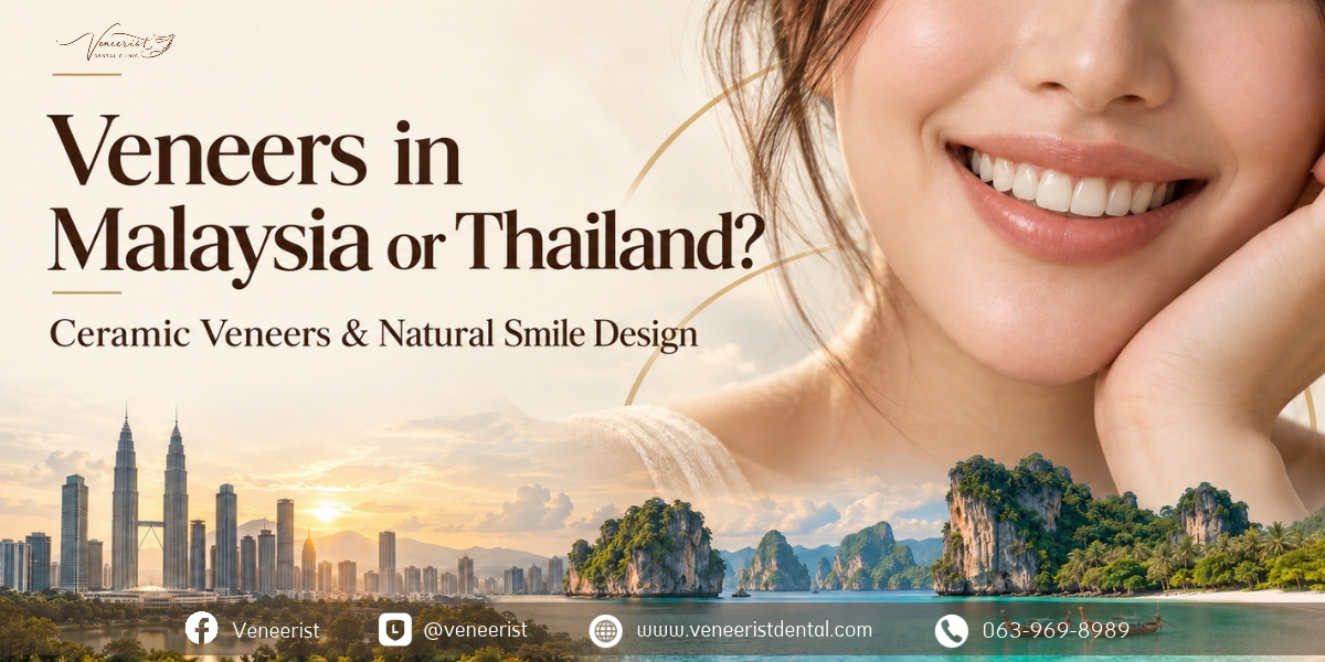 Ceramic veneers in Malaysia or Thailand, natural smile design and dental travel to Krabi